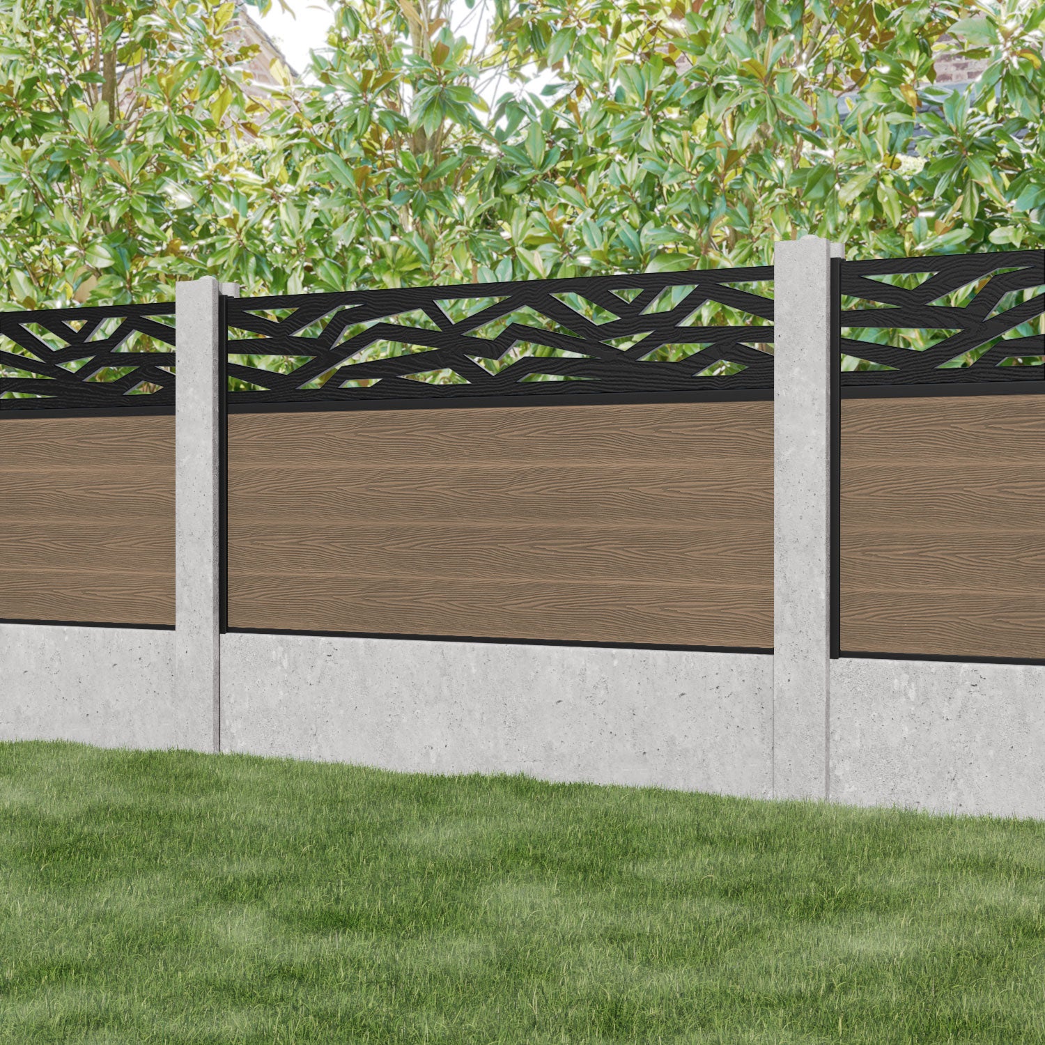 Classic Zenith Fence Panel - Teak - for existing concrete posts