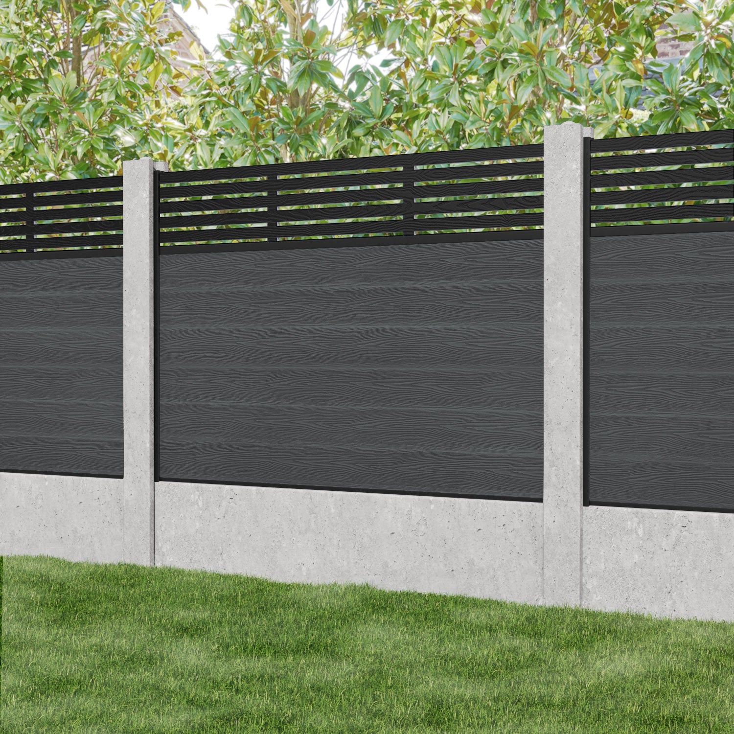 Classic Aspen Fence Panel - Dark Grey - for existing concrete posts
