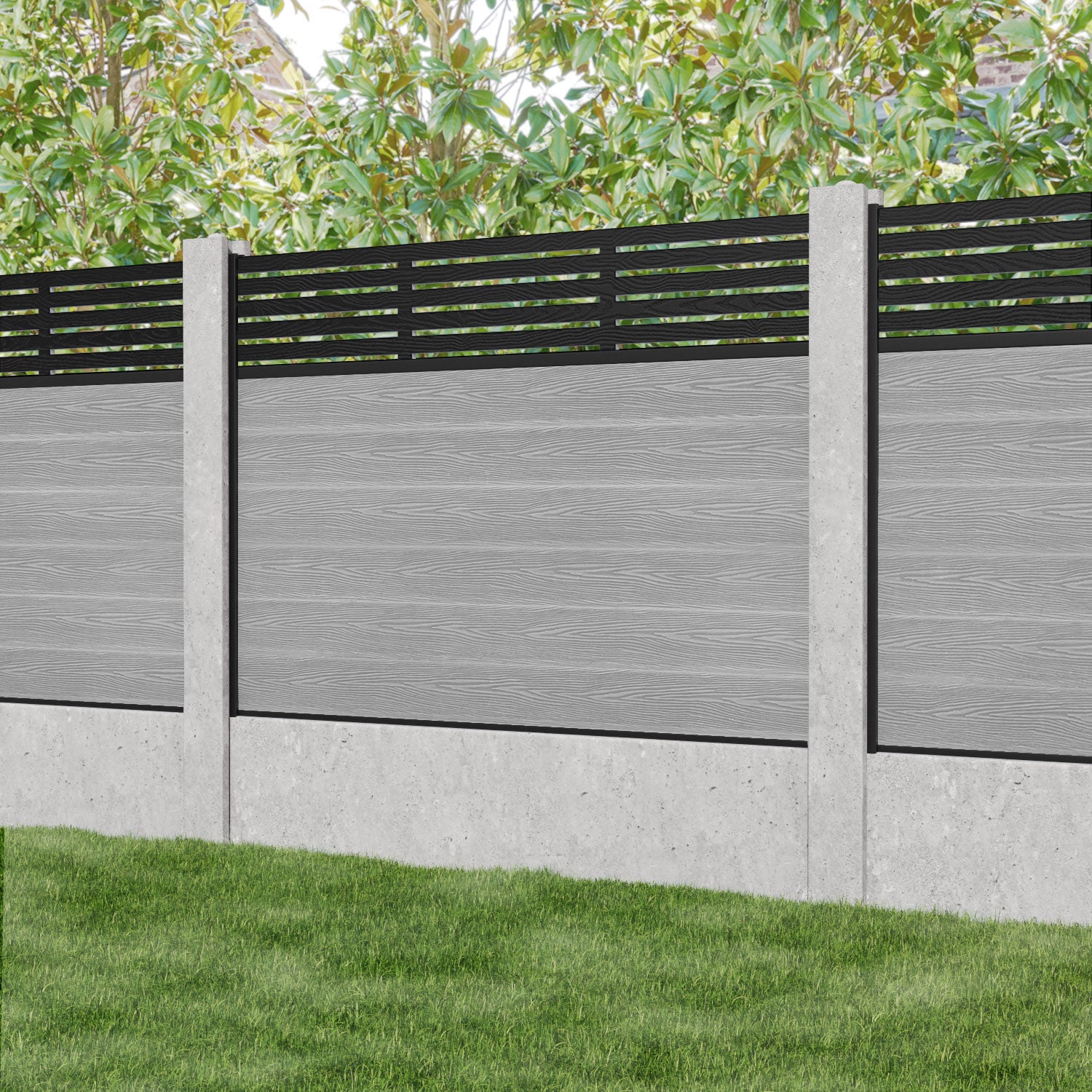Classic Aspen Fence Panel - Light Grey - for existing concrete posts