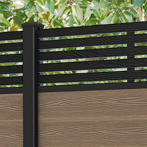 Classic Aspen Fence Panel - Teak - with our aluminium posts