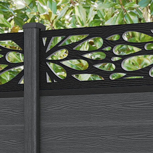 Classic Blossom Fence Panel - Dark Grey - with our composite posts