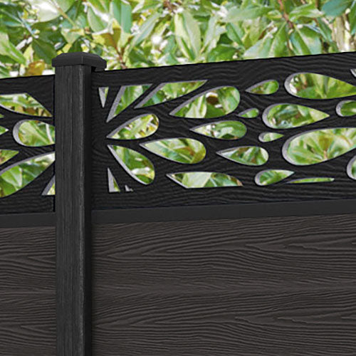 Classic Blossom Fence Panel - Dark Oak - with our composite posts