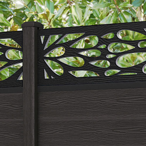 Classic Blossom Fence Panel - Dark Oak - with our composite posts