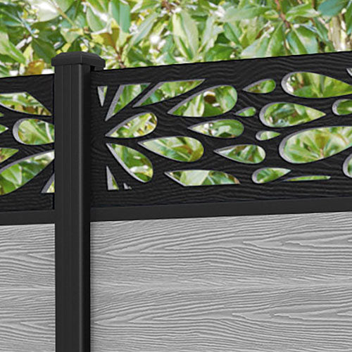 Classic Blossom Fence Panel - Light Grey - with our aluminium posts
