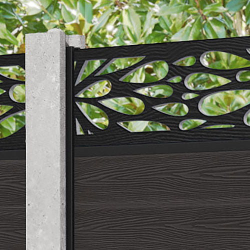 Classic Blossom Fence Panel - Dark Oak - for existing concrete posts