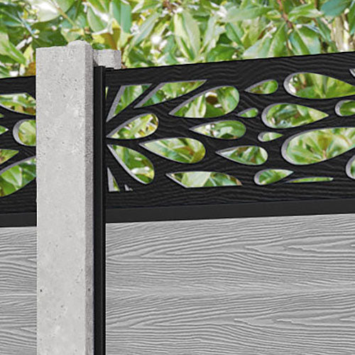 Classic Blossom Fence Panel - Light Grey - for existing concrete posts