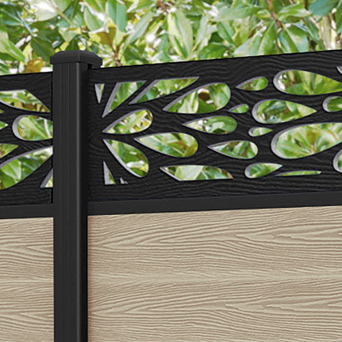 Classic Blossom Fence Panel - Light Oak - with our aluminium posts