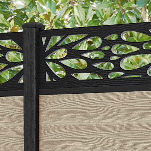 Classic Blossom Fence Panel - Light Oak - with our composite posts