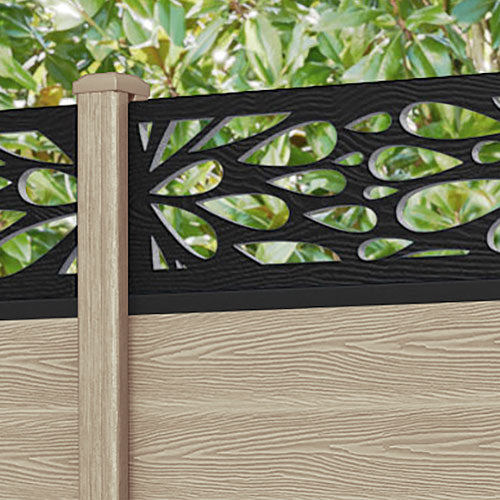 Classic Blossom Fence Panel - Light Oak - with our composite posts