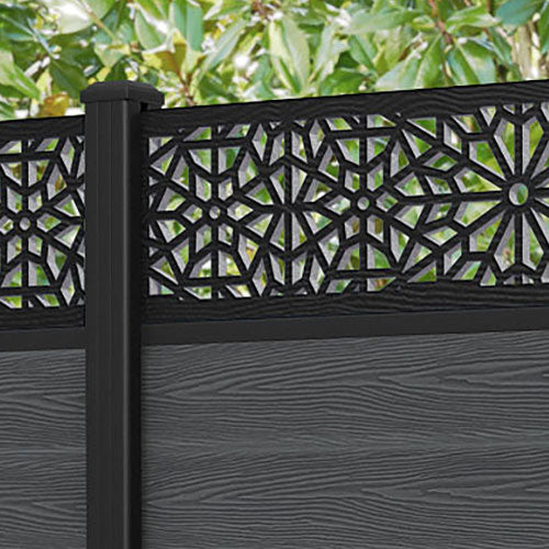 Classic Alnara Fence Panel - Dark Grey - with our aluminium posts