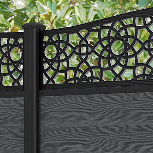 Classic Ambar Curved Top Fence Panel - Dark Grey - with our aluminium posts