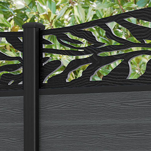 Classic Malawi Curved Top Fence Panel - Dark Grey - with our aluminium posts