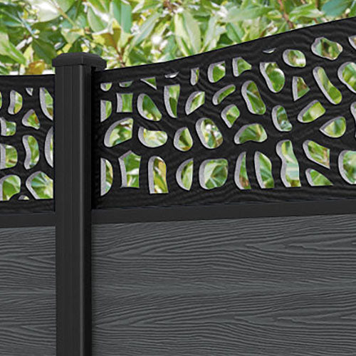 Classic Pebble Curved Top Fence Panel - Dark Grey - with our aluminium posts