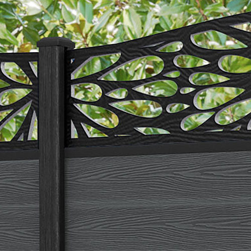 Classic Blossom Curved Top Fence Panel - Dark Grey - with our composite posts
