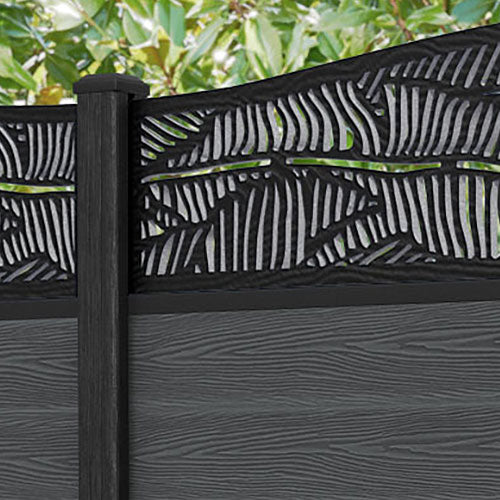 Classic Feather Curved Top Fence Panel - Dark Grey - with our composite posts