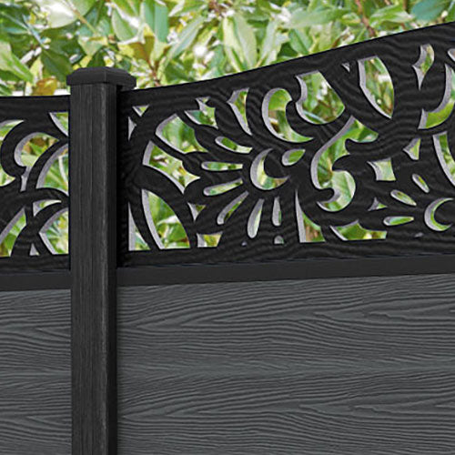 Classic Heritage Curved Top Fence Panel - Dark Grey - with our composite posts
