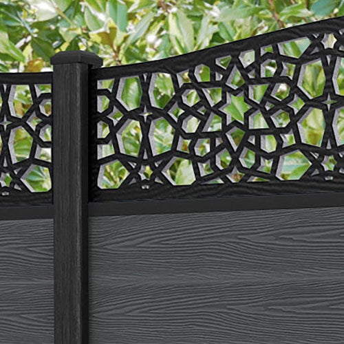 Classic Nazira Curved Top Fence Panel - Dark Grey - with our composite posts