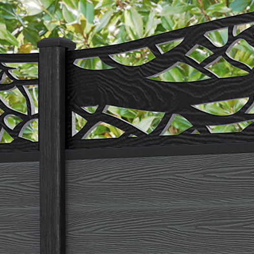 Classic Twilight Curved Top Fence Panel - Dark Grey - with our composite posts