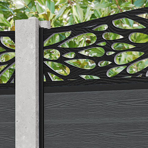 Classic Blossom Curved Top Fence Panel - Dark Grey - for existing concrete posts