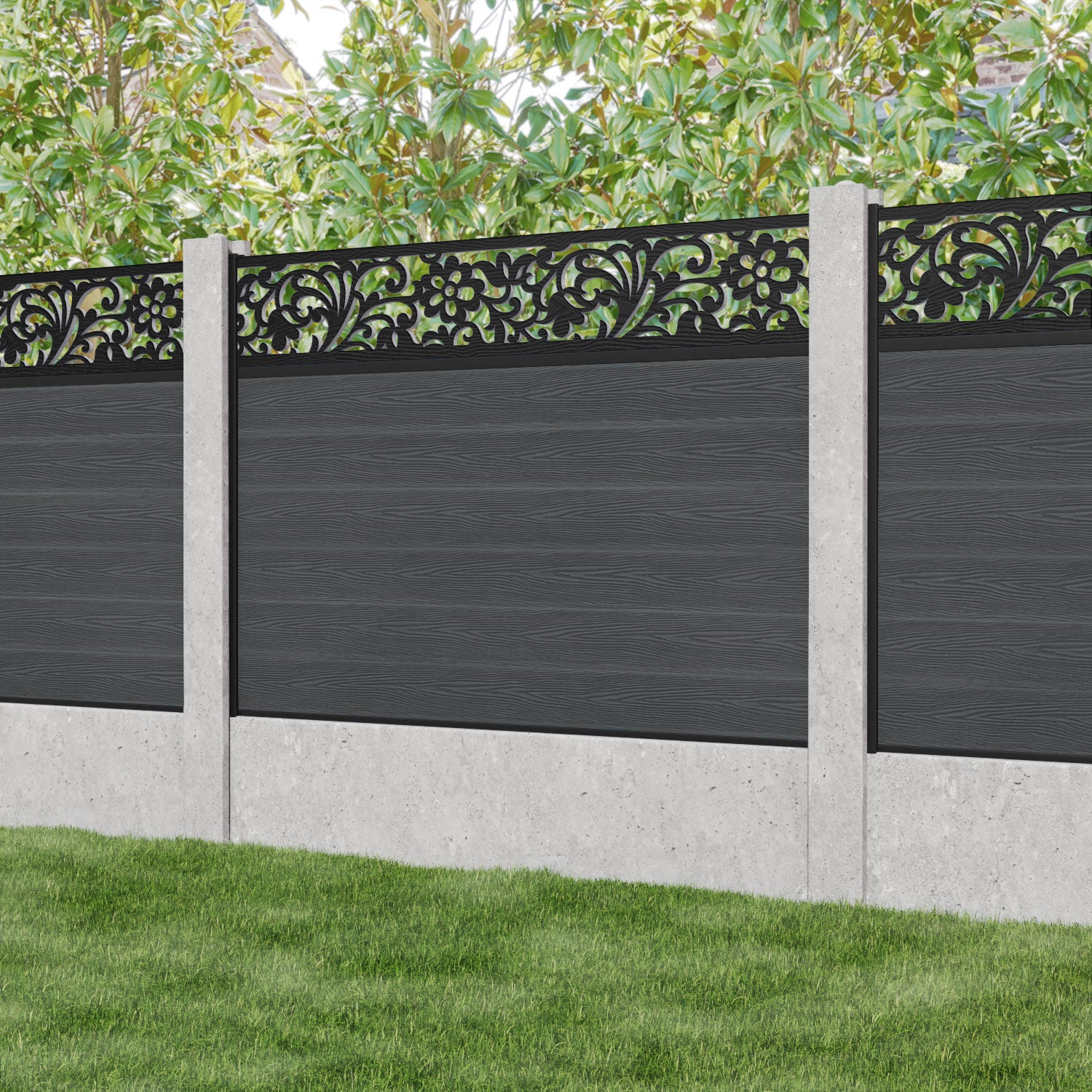 Classic Eden Fence Panel - Dark Grey - for existing concrete posts