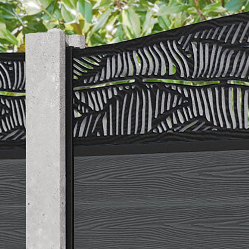 Classic Feather Curved Top Fence Panel - Dark Grey - for existing concrete posts