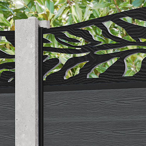 Classic Malawi Curved Top Fence Panel - Dark Grey - for existing concrete posts