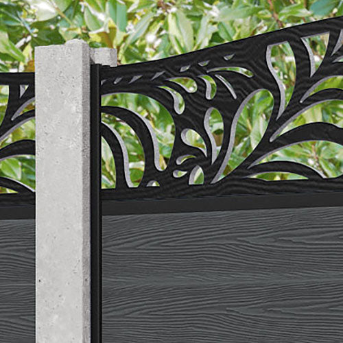 Classic Petal Curved Top Fence Panel - Dark Grey - for existing concrete posts