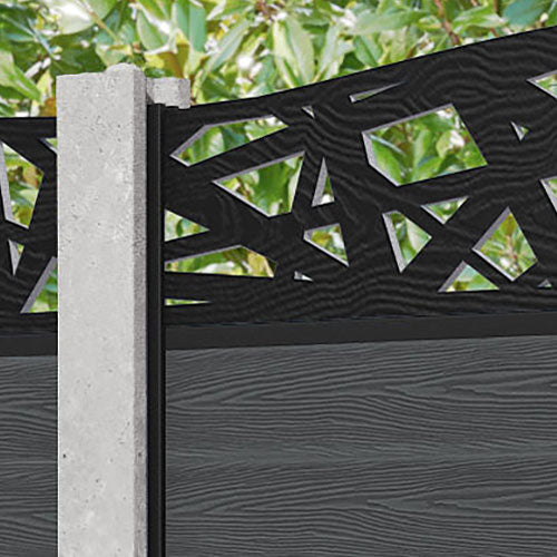 Classic Prism Curved Top Fence Panel - Dark Grey - for existing concrete posts