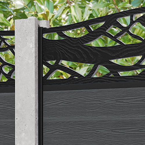 Classic Twilight Curved Top Fence Panel - Dark Grey - for existing concrete posts