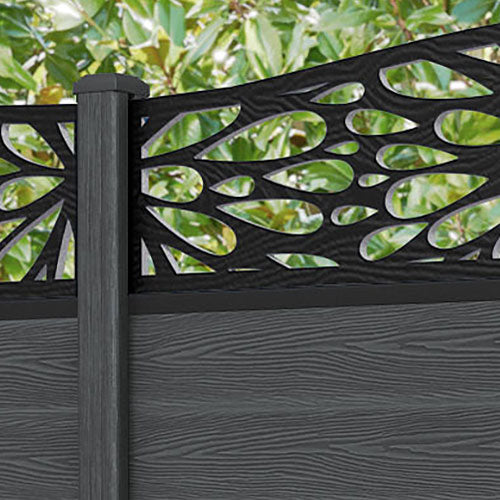 Classic Blossom Curved Top Fence Panel - Dark Grey - with our composite posts