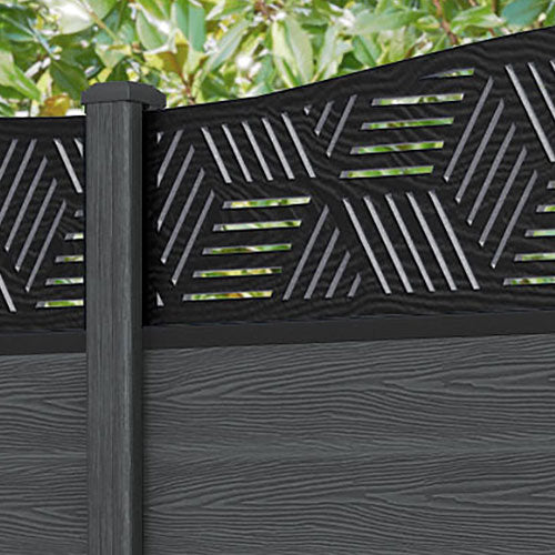 Classic Cubed Curved Top Fence Panel - Dark Grey - with our composite posts