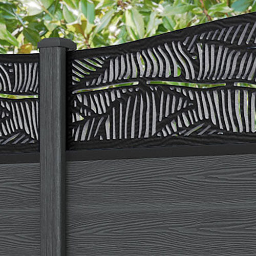 Classic Feather Curved Top Fence Panel - Dark Grey - with our composite posts