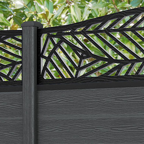 Classic Habitat Curved Top Fence Panel - Dark Grey - with our composite posts