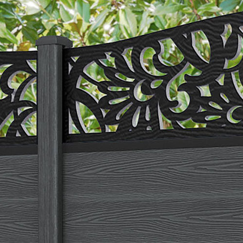 Classic Heritage Curved Top Fence Panel - Dark Grey - with our composite posts