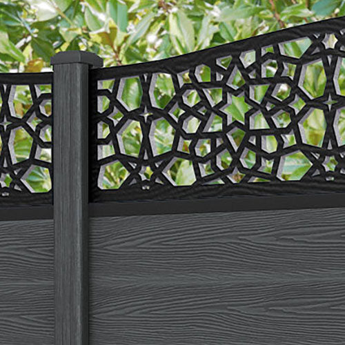Classic Nazira Curved Top Fence Panel - Dark Grey - with our composite posts