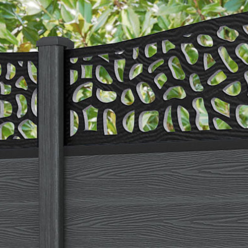 Classic Pebble Curved Top Fence Panel - Dark Grey - with our composite posts