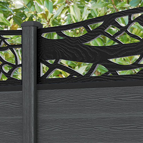 Classic Twilight Curved Top Fence Panel - Dark Grey - with our composite posts