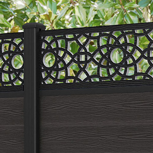 Classic Ambar Fence Panel - Dark Oak - with our aluminium posts