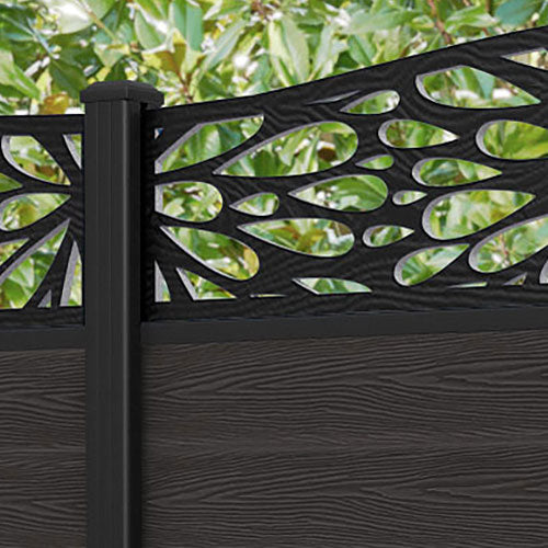 Classic Blossom Curved Top Fence Panel - Dark Oak - with our aluminium posts