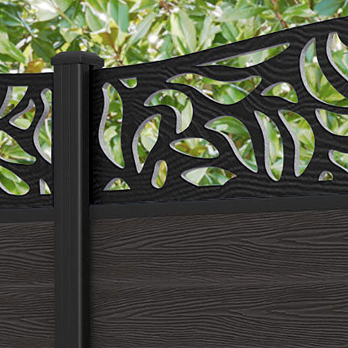 Classic Plume Curved Top Fence Panel - Dark Oak - with our aluminium posts