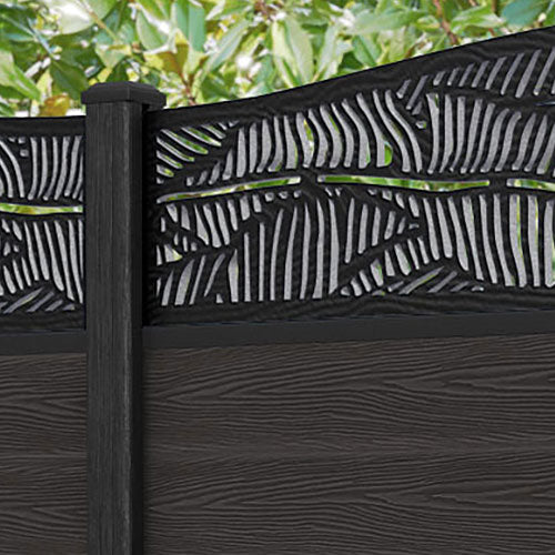 Classic Feather Curved Top Fence Panel - Dark Oak - with our composite posts