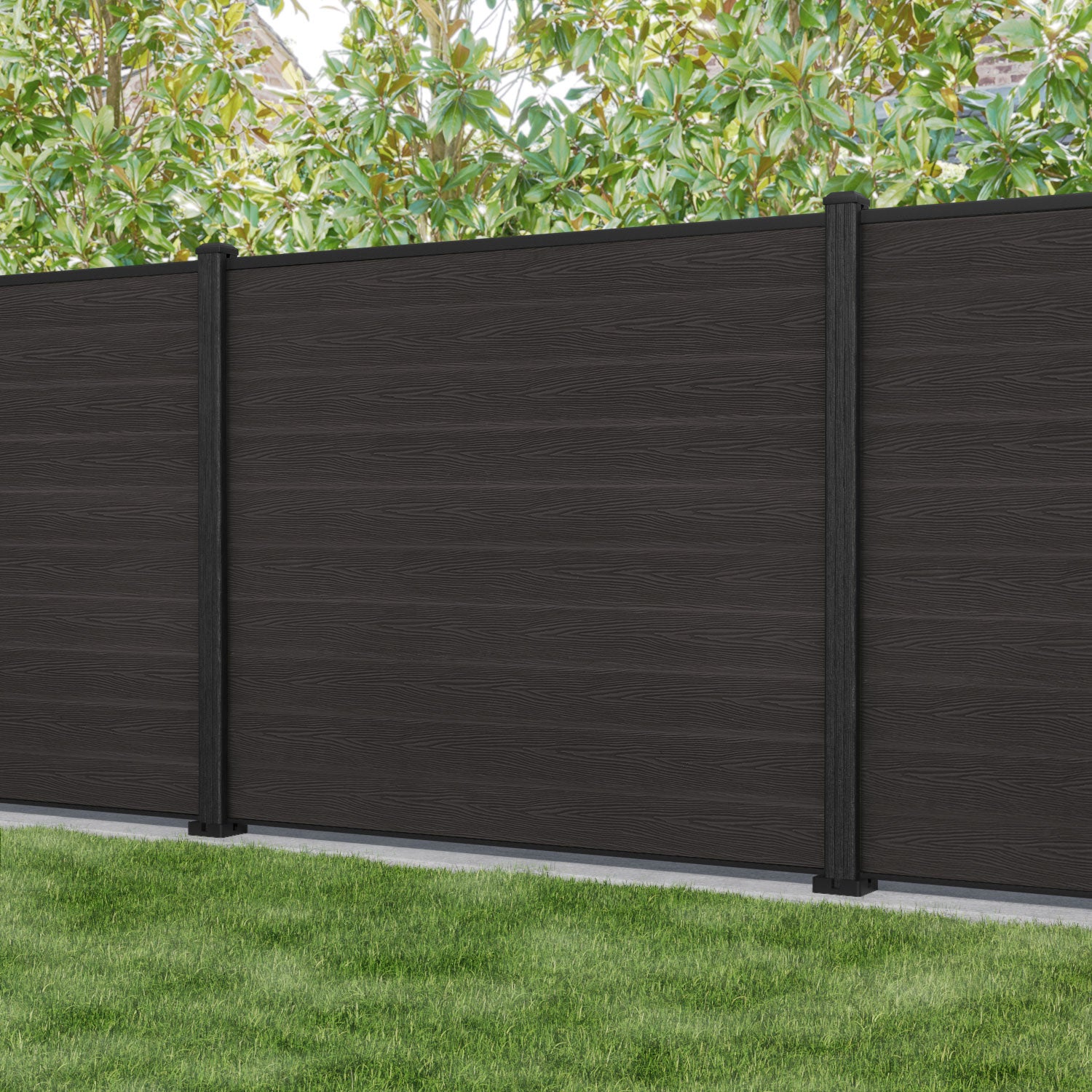 Classic Fence Panel - Dark Oak - with our composite posts