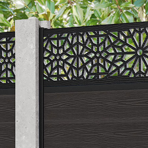 Classic Alnara Fence Panel - Dark Oak - for existing concrete posts