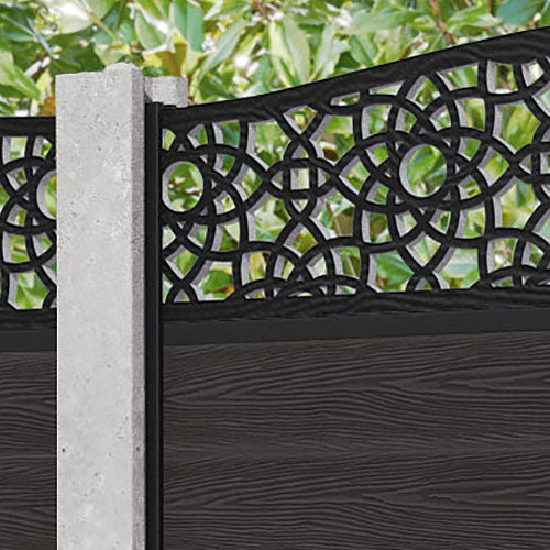 Classic Ambar Curved Top Fence Panel - Dark Oak - for existing concrete posts