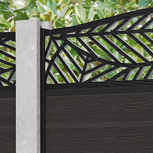 Classic Habitat Curved Top Fence Panel - Dark Oak - for existing concrete posts