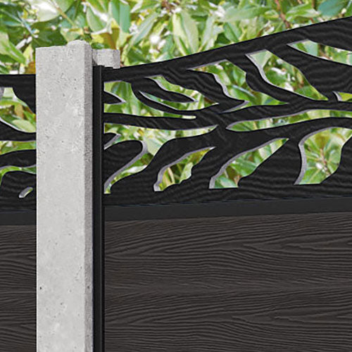 Classic Malawi Curved Top Fence Panel - Dark Oak - for existing concrete posts
