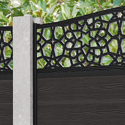 Classic Nazira Curved Top Fence Panel - Dark Oak - for existing concrete posts