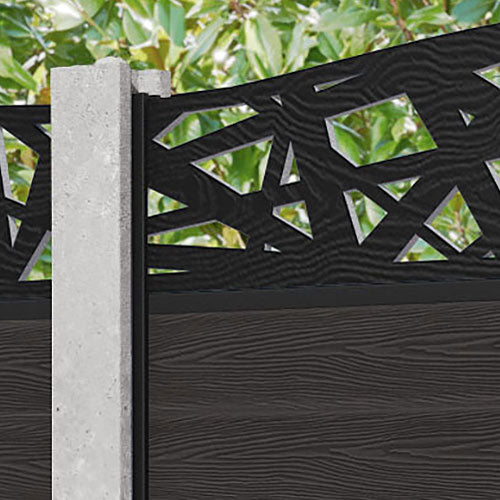 Classic Prism Curved Top Fence Panel - Dark Oak - for existing concrete posts