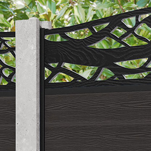Classic Twilight Curved Top Fence Panel - Dark Oak - for existing concrete posts