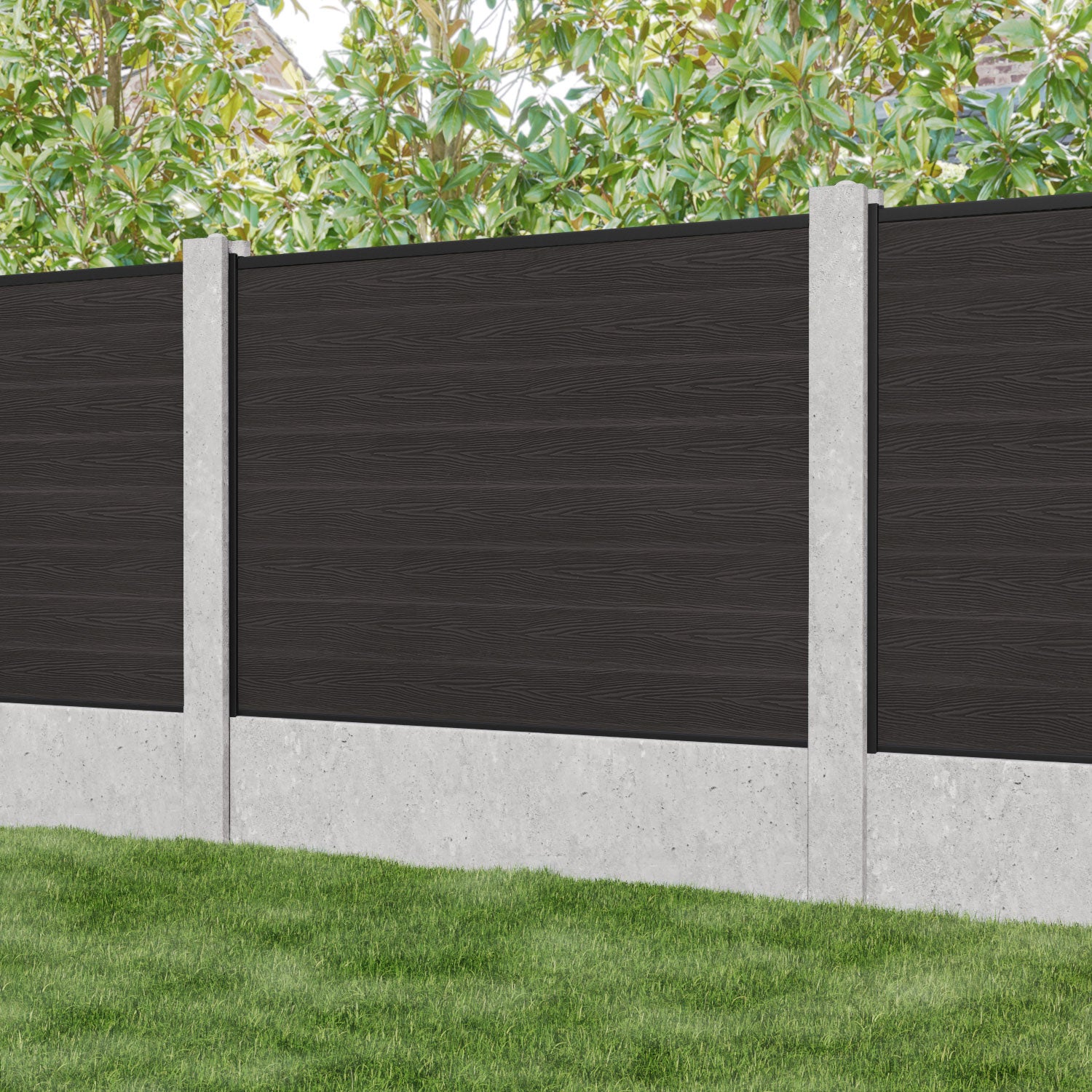 Classic Fence Panel - Dark Oak - for existing concrete posts